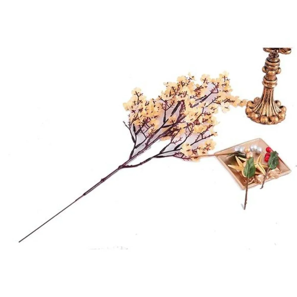 Artificial Flowers 6 Bundle European Fake Silk Plants Decor  (Champagne)